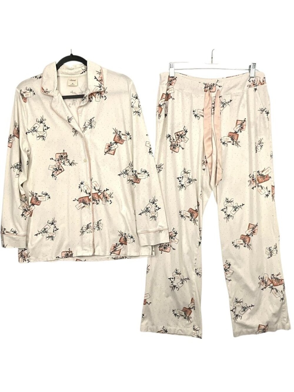 SOMA Cool Nights Notch Collar Pajamas Christmas Womens Medium PJs Set Gifts